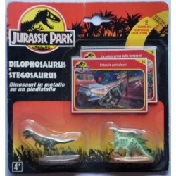 Jurassic Park dinosauri metallo Dilophosaurus e Stegosaurus 1993