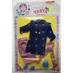 Completo blu e scozzese per bambola Tanya principessa dei fiori